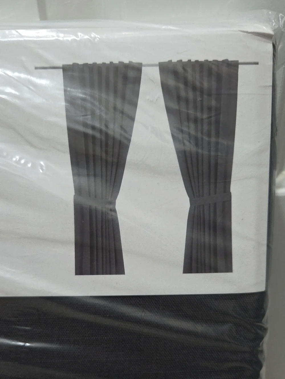 IKEA Coton  Dark Gray  Curtain Panels - Solid Black Drapes